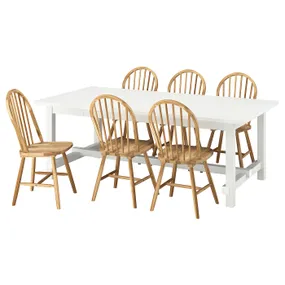 IKEA NORDVIKEN НОРДВИКЕН / SKOGSTA СКОГСТА, стол и 6 стульев, белый/действие, 210/289 см 595.715.02 фото