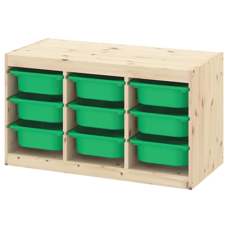 IKEA TROFAST ТРУФАСТ, комбинация д / хранения+контейнеры, Светлая сосна, окрашенная в белый / зеленый цвет, 93x44x52 см 593.315.50 фото №1
