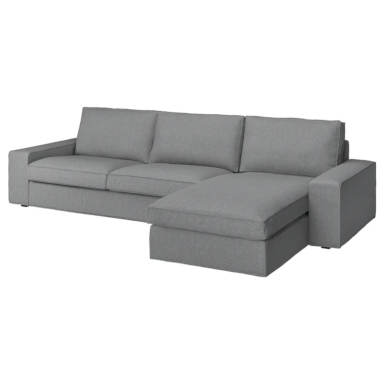 IKEA KIVIK КИВИК, 4-местный диван с козеткой, Тибблби бежевый / серый 994.405.85 фото №1