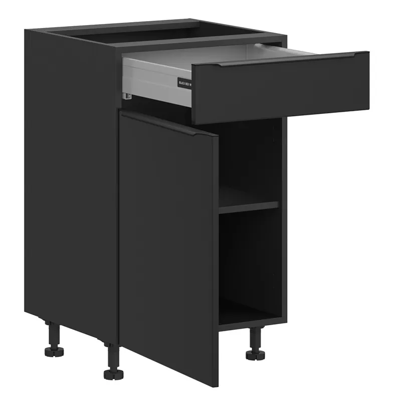 BRW Кухонна шафа Sole L6 50 см ліва з висувною шухлядою з плавним закриттям чорний матовий, чорний/чорний матовий FM_D1S_50/82_L/STB-CA/CAM фото №3