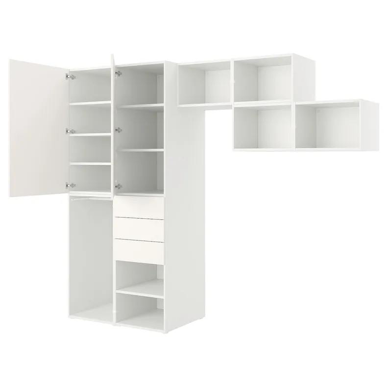 IKEA PLATSA ПЛАТСА, гардероб із 2 дверцятами+3 шухлядам, білий / FONNES ФОННЕС білий, 300x57x241 см 294.253.57 фото №1