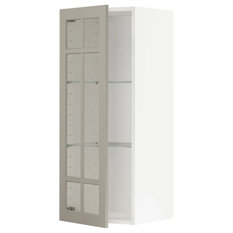 IKEA METOD МЕТОД, навісна шафа,полиці / скляні дверцята, білий / стенсундський бежевий, 40x100 см 194.601.10 фото №1