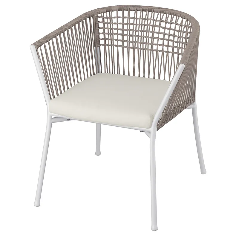 IKEA SEGERÖN СЕГЕРЕН, крісло з підлокітниками, вуличне, білий / бежевий / бежевий Фрессон / Дувхольмен 994.948.42 фото №1