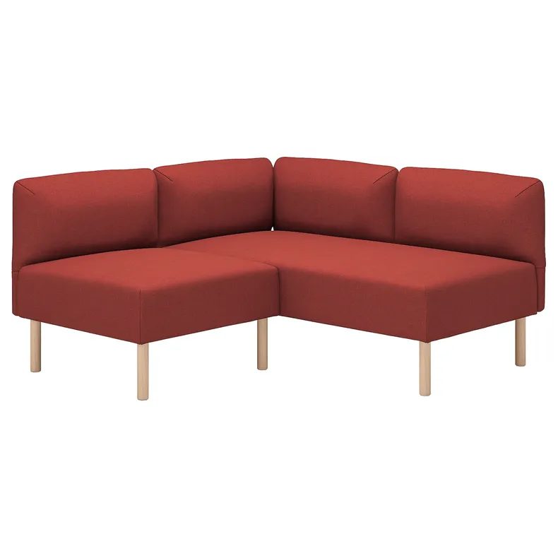 IKEA LILLEHEM ЛІЛЛЕХЕМ, модульний кутовий диван, 2-місний, ГУННАРЕД/коричнево-червоний деревина 995.362.91 фото №1