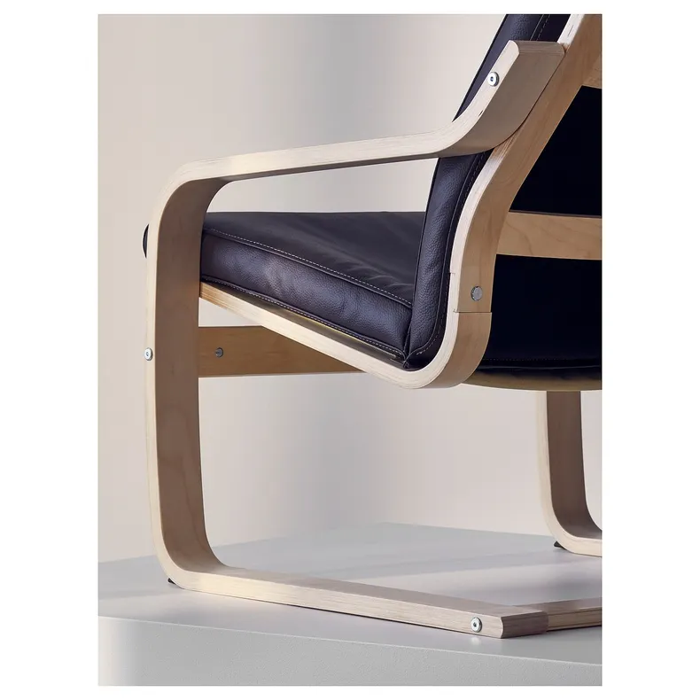 IKEA POÄNG ПОЕНГ, крісло, березовий шпон / ГЛОСЕ темно-коричневий 898.291.19 фото №6