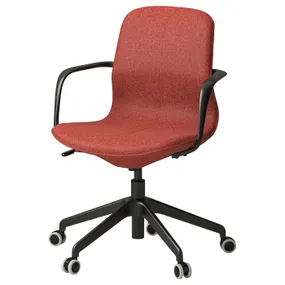 IKEA LÅNGFJÄLL ЛОНГФЬЕЛЛЬ, рабочий стул с подлокотниками, Окрашенный в красный/оранжевый/черный цвет 395.077.34 фото