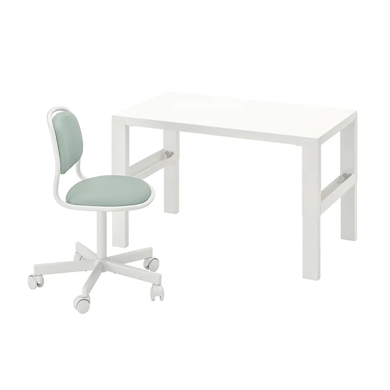 IKEA PÅHL / ÖRFJÄLL ПОХЛ / ЕРФЙЕЛЛ, стіл і стілець, білий / салатовий 095.534.59 фото №1