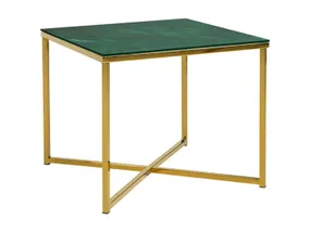Стол BRW Ditra, 50х50 см, зеленый/золотой GREEN фото