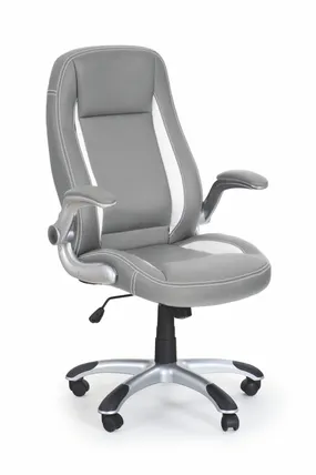 Крісло комп'ютерне офісне обертове HALMAR SATURN сірий, екошкіра перфорована фото