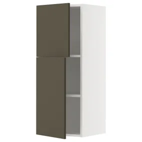 IKEA METOD МЕТОД, навесной шкаф с полками/2дверцы, белый/гавсторпский коричневый/бежевый, 40x100 см 395.583.99 фото