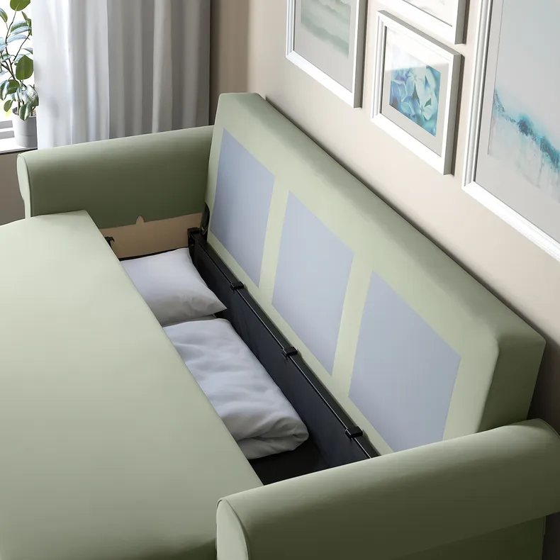 IKEA VRETSTORP ВРЕТСТОРП, 3-місний диван-ліжко, Хакебо сіро-зелений 094.912.54 фото №4