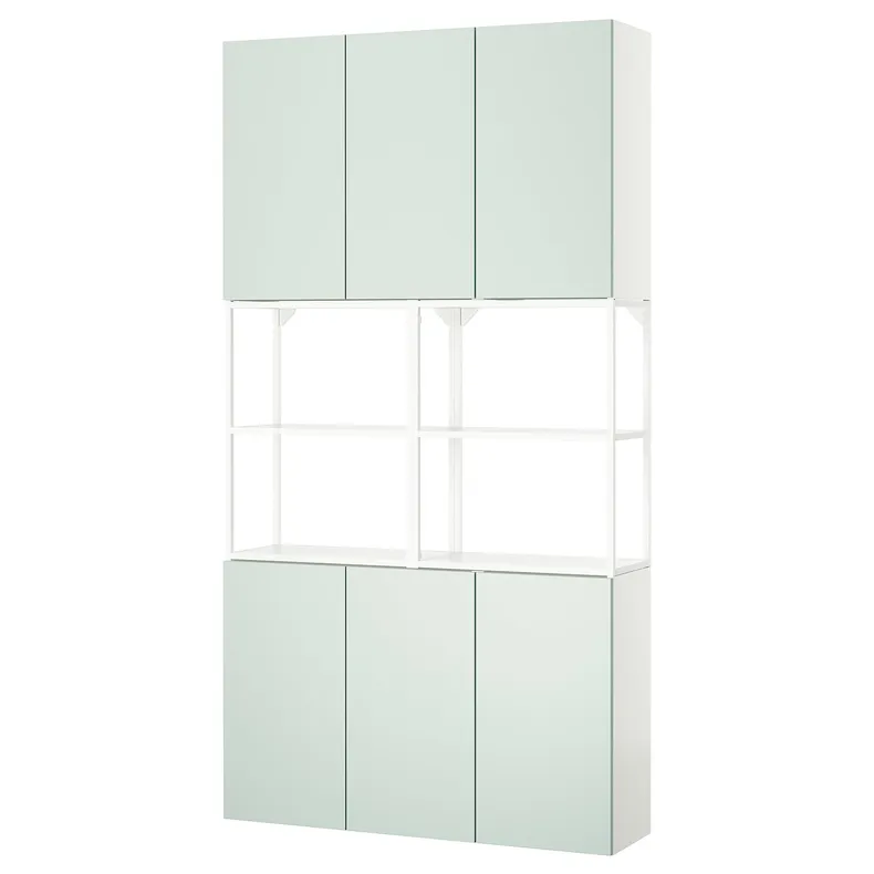 IKEA ENHET ЭНХЕТ, комбинация д / хранения, белый / бледный серо-зеленый, 120x32x225 см 995.480.67 фото №1
