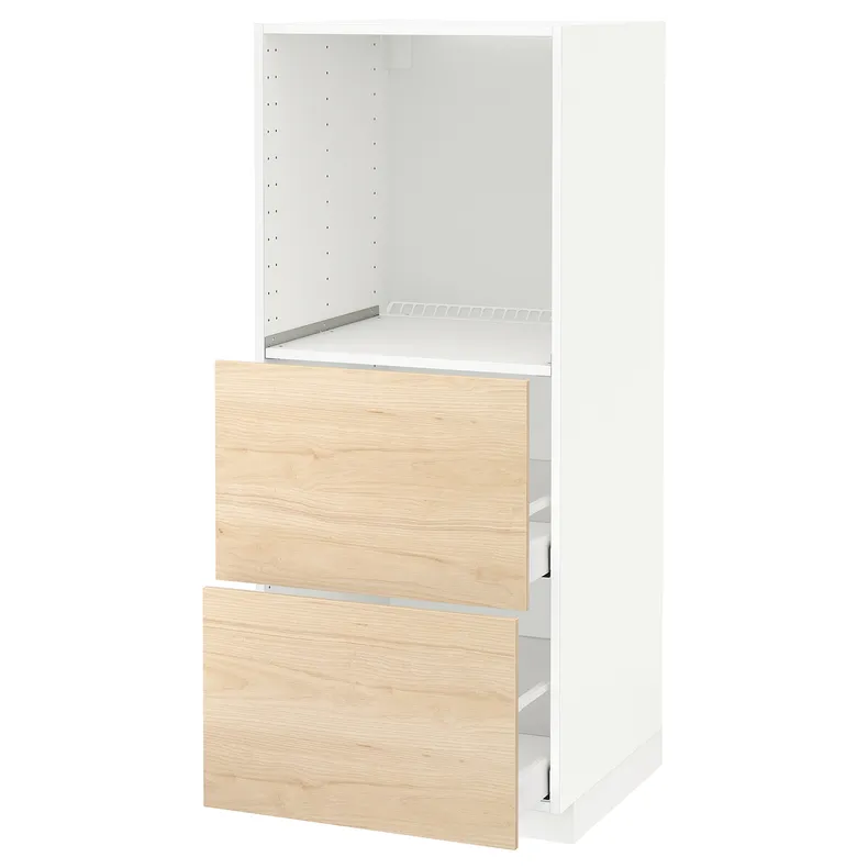 IKEA METOD МЕТОД / MAXIMERA МАКСІМЕРА, висока шафа, 2 шухляди для духовки, білий / АСКЕРСУНД під світлий ясен, 60x60x140 см 192.159.96 фото №2