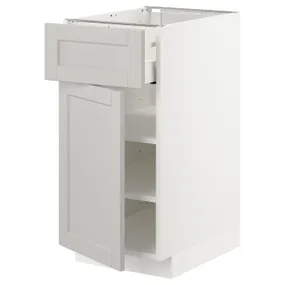 IKEA METOD МЕТОД / MAXIMERA МАКСІМЕРА, підлогова шафа з шухлядами та дверц, білий / світло-сірий Lerhyttan, 40x60 см 694.647.71 фото
