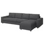 IKEA VIMLE ВІМЛЕ, 4-місний диван із кушеткою, з широкими підлокітниками / ХАЛЛАРП сірий 094.017.72 фото