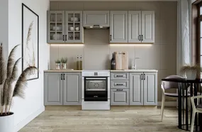 Кухонний гарнітур HALMAR ELIZABETH 240 см : корпус : дуб сонома, фасад : ясен сірий фото