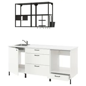 IKEA ENHET ЕНХЕТ, кухня, антрацит/білий, 203x63.5x222 см 493.373.12 фото