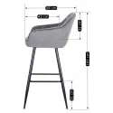 Барный стул бархатный MEBEL ELITE SALEM Velvet, серый / черный фото thumb №12