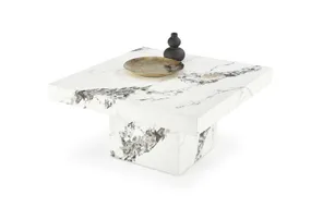 Журнальний столик HALMAR MONOLIT, 80x80 см, білий мармур фото