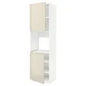 IKEA METOD МЕТОД, висока шафа для дух, 2 дверцят / пол, білий / Voxtorp високий глянець світло-бежевий, 60x60x220 см 194.551.61 фото thumb №1