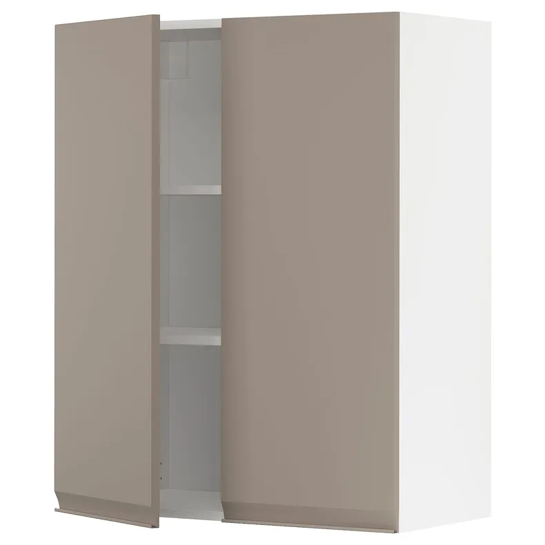 IKEA METOD МЕТОД, навісна шафа з полицями / 2 дверцят, білий / Upplöv матовий темно-бежевий, 80x100 см 994.924.09 фото №1