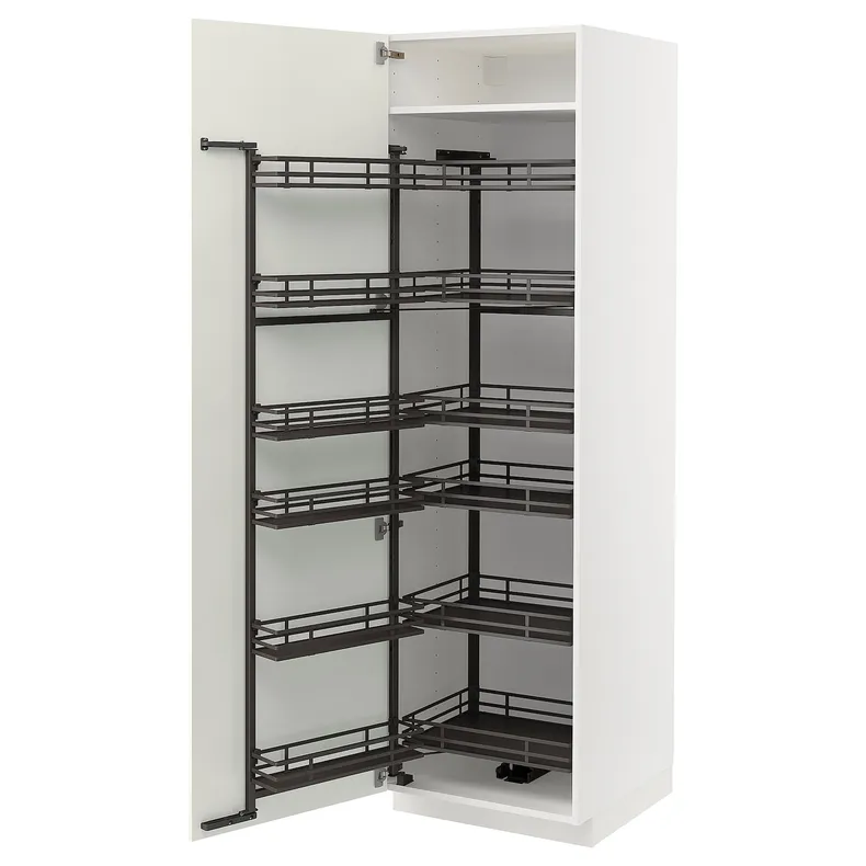 IKEA METOD МЕТОД, высокий шкаф с выдвижным модулем, белый / гавсторпский бежевый, 60x60x200 см 594.719.65 фото №1