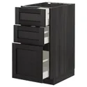 IKEA METOD МЕТОД / MAXIMERA МАКСИМЕРА, напольный шкаф с 3 ящиками, черный / Лерхиттан с черными пятнами, 40x60 см 992.600.27 фото thumb №1