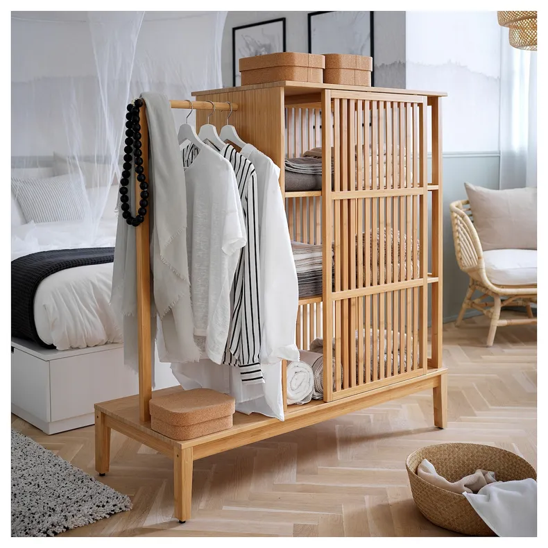 IKEA NORDKISA НОРДКИЗА, открытый гардероб / раздвижная дверь, бамбук, 120x123 см 304.394.76 фото №3