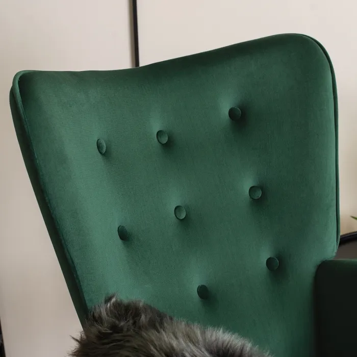 Кресло мягкое бархатное с подставкой для ног MEBEL ELITE LOZANO Velvet, Зеленый фото №4