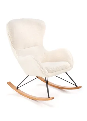 Мягкое кресло-качалка HALMAR LIBERTO 2, кремовый/черный/натуральный фото