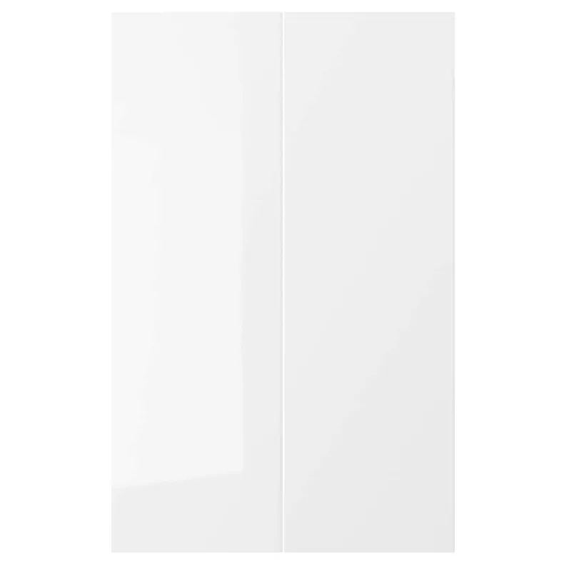IKEA RINGHULT РІНГХУЛЬТ, 2 дверцят для кутової підлог шафи, глянцевий білий, 25x80 см 402.081.97 фото №1