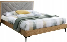 Кровать двуспальная HALMAR MARGARITA 160x200 см серый/натуральный фото