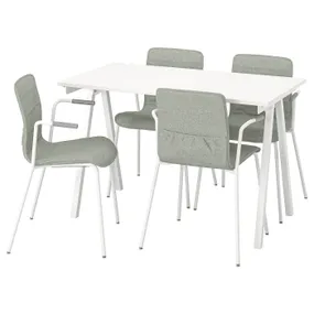 IKEA TROTTEN ТРОТТЕН / LÄKTARE ЛЭКТАРЕ, конференц-стол и стулья, белый / светло-зелёный, 120x70 см 695.525.41 фото