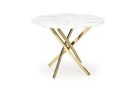 Кухонний стіл HALMAR RAYMOND 2, 100x100 см стільниця - білий мармур, ніжки - золото фото