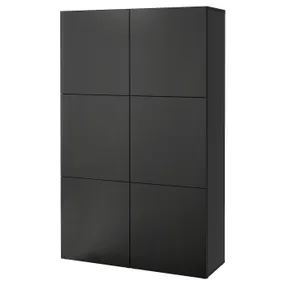 IKEA BESTÅ БЕСТО, комбінація д / зберіган з дверцятами, чорно-коричневий / ЛАППВІКЕН чорно-коричневий, 120x42x193 см 890.579.03 фото
