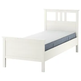 IKEA HEMNES ХЕМНЕС, каркас ліжка з матрацом, біла пляма/Valevåg середньої твердості, 90x200 см 695.418.21 фото