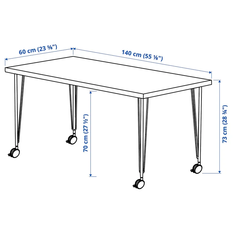 IKEA MÅLSKYTT МОЛЬСКЮТТ / KRILLE КРІЛЛЕ, письмовий стіл, береза / біла, 140x60 см 394.177.62 фото №8