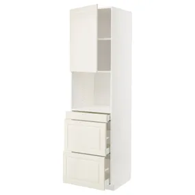 IKEA METOD МЕТОД / MAXIMERA МАКСИМЕРА, высокий шкаф д / СВЧ / дверца / 3ящика, белый / бодбинские сливки, 60x60x220 см 794.606.83 фото