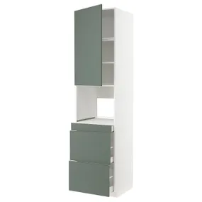 IKEA METOD МЕТОД / MAXIMERA МАКСИМЕРА, высокий шкаф д / СВЧ / дверца / 3ящика, белый / бодарский серо-зеленый, 60x60x240 см 894.672.69 фото