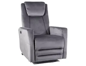 Кресло-реклайнер с электроприводом, регулируемое SIGNAL ADONIS Velvet, бархат: серый фото