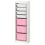 IKEA TROFAST ТРУФАСТ, комбінація для зберіган +контейнери, білий/біло-рожевий, 46x30x145 см 095.332.06 фото