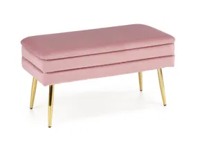 Скамейка бархатная HALMAR VELVA Velvet, 78/42/37 см, розовый/золотой фото