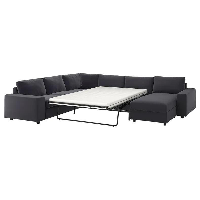 IKEA VIMLE ВИМЛЕ, углов 5-мест диван-кровать+козетка, с широкими подлокотниками/Djuparp темно-серый 095.372.47 фото №1