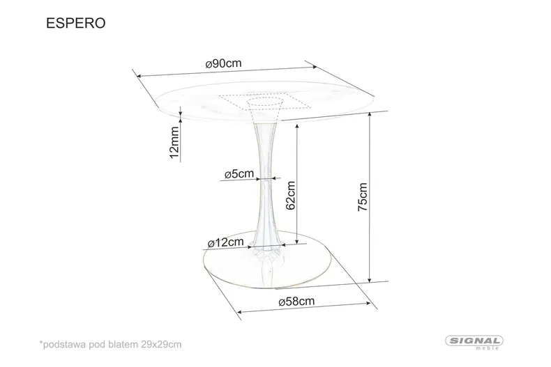 Стіл SIGNAL ESPERO, білий, 90x90 фото №5