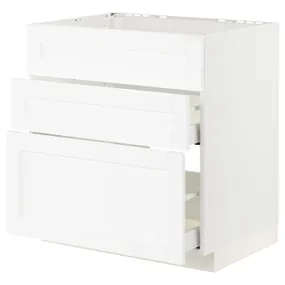 IKEA METOD МЕТОД / MAXIMERA МАКСИМЕРА, шкаф под мойку+3фасада / 2ящика, белый Энкёпинг / белая имитация дерева, 80x60 см 894.734.11 фото
