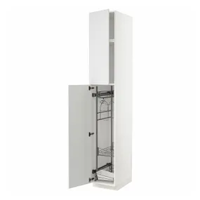 IKEA METOD МЕТОД, высокий шкаф с отд д / акс д / уборки, белый / Стенсунд белый, 40x60x240 см 394.597.47 фото