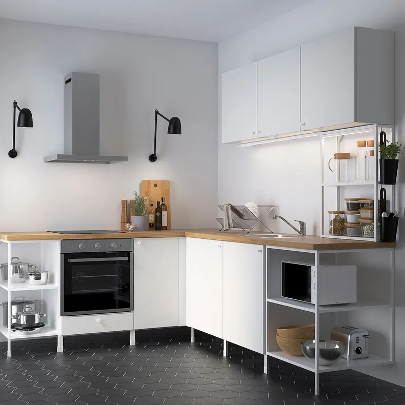 IKEA ENHET ЭНХЕТ, угловая кухня, белый 193.381.29 фото №2