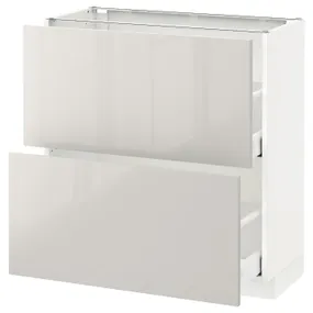 IKEA METOD МЕТОД / MAXIMERA МАКСІМЕРА, підлогова шафа з 2 шухлядами, білий / Ringhult світло-сірий, 80x37 см 491.425.88 фото