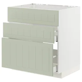 IKEA METOD МЕТОД / MAXIMERA МАКСИМЕРА, шкаф под мойку+3фасада / 2ящика, белый / светло-зеленый, 80x60 см 694.865.27 фото