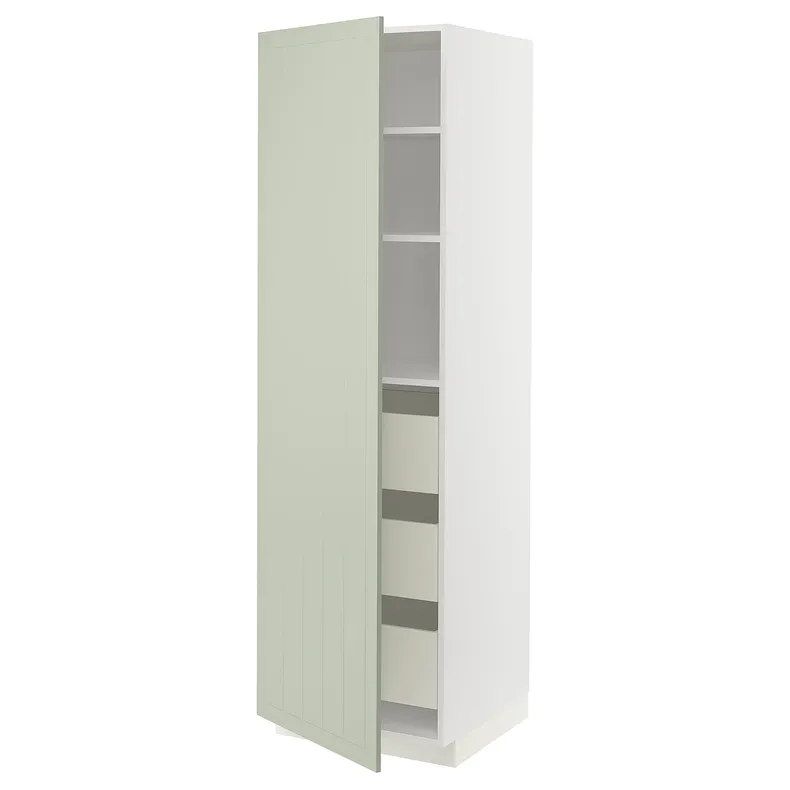 IKEA METOD МЕТОД / MAXIMERA МАКСИМЕРА, высокий шкаф с ящиками, белый / светло-зеленый, 60x60x200 см 294.869.73 фото №1
